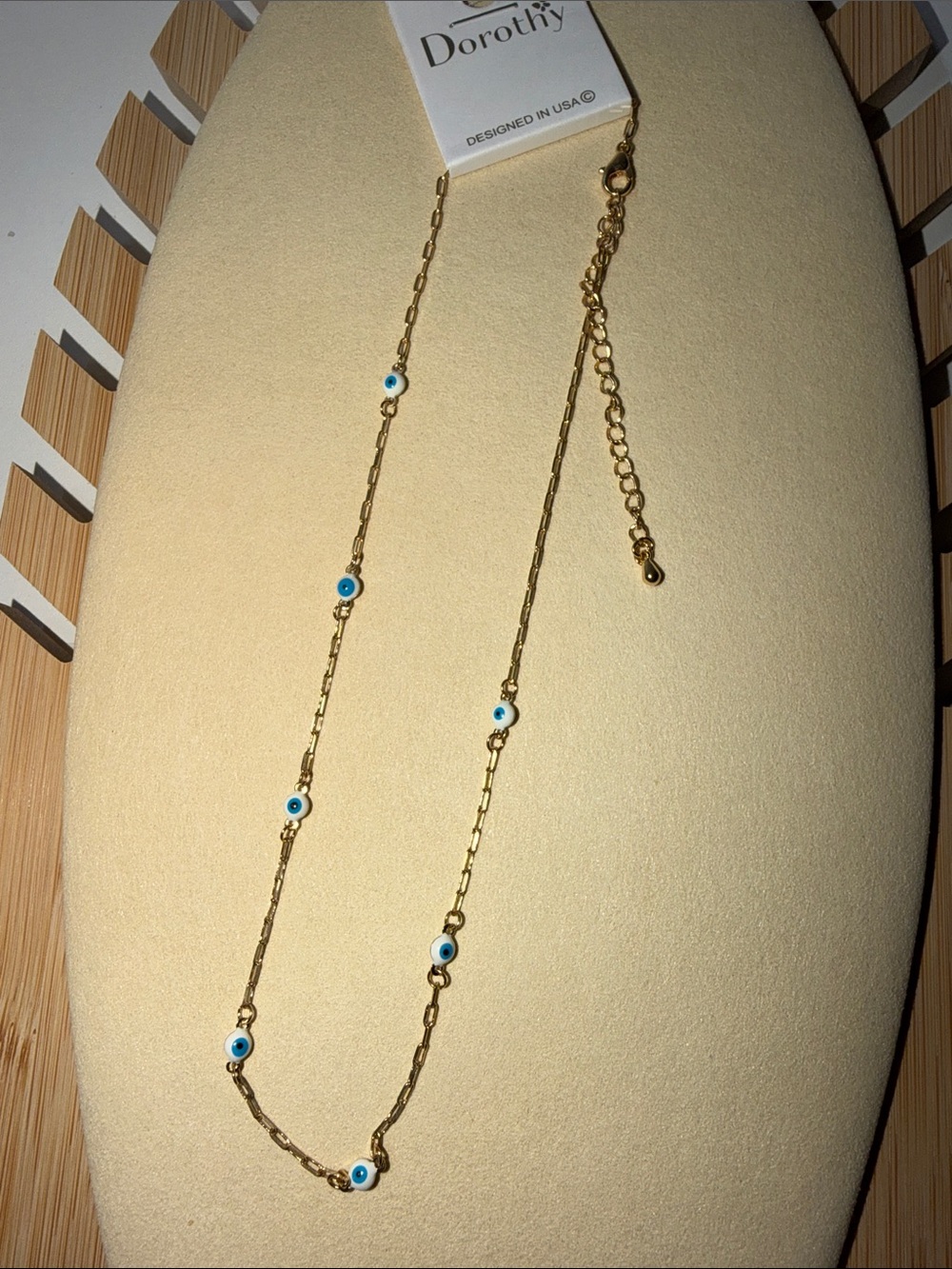 Gold Chain Necklace with Blue Evil Eye Beads